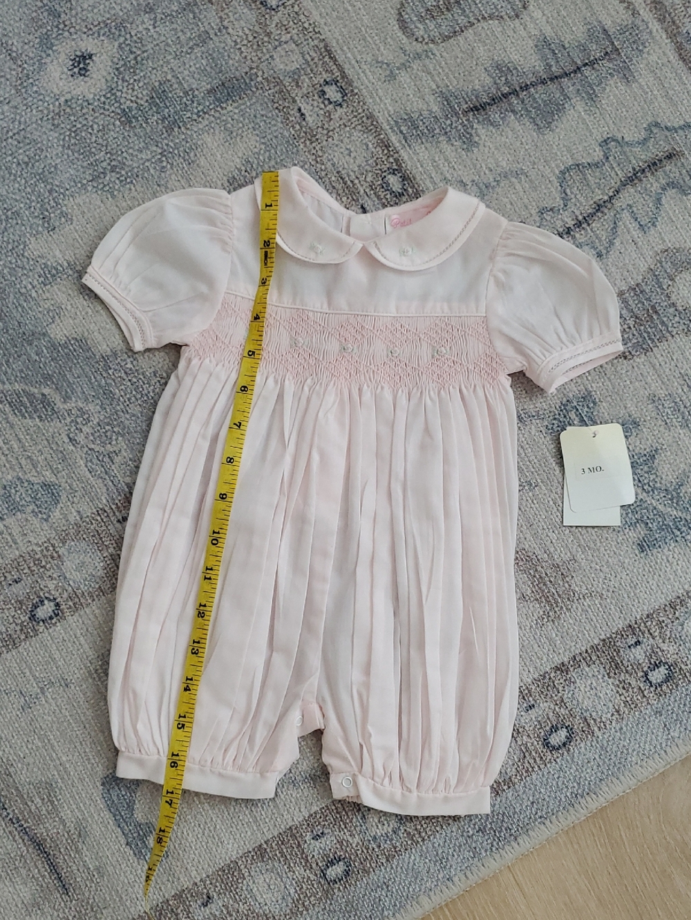 NWT Petit Ami Baby Girls Pink Smocked French Bubble Romper sz3m - Picture 8 of 8